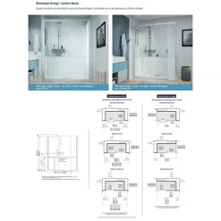 Cabine de douche Kinedo Kinemagic Design 120x80 habillage toute hauteur 1 porte pivotante verre transparent avec mitigeur