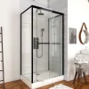 Cabine de douche l.80 x L.110 x H.230 cm – porte pivotante, style industriel noir & blanc avec profilés noirs, Galedo City
