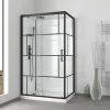 Cabine de douche l.80 x L.110 x H.210 cm – mitigeur mécanique, blanc et noir effet verrière, Galedo Graphic