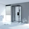 Cabine de douche l.70 x L.70 x H.230 cm – porte pivotante, style industriel noir & blanc, Galedo City