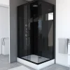 Cabine de douche l.80 x L.110 x H.215 cm – design noir, hydromassante, miroir intégré, porte coulissante, Galedo Mirror 2