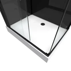 Cabine de douche l.80 x L.110 x H.215 cm – design noir, hydromassante, miroir intégré, porte coulissante, Galedo Mirror 2