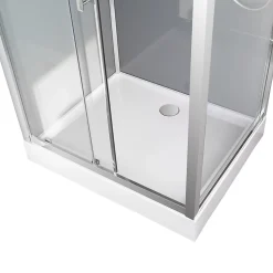 Cabine de douche l.90 x L.110 x H.220 cm – hydromassante, fond gris profilés chromés, GoodHome Beloya