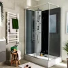 Cabine de douche l.80 x L.120 x H.225 cm – hydromassante, grise, profilés chromés, montage rapide, GoodHome Onega
