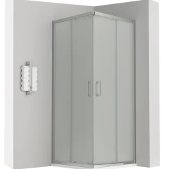 Cabine de douche LANA portes coulissantes H.180 cm verre 6 mm opaque 80 x 80 cm - Saniverre