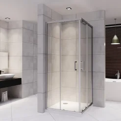 Cabine de douche LANA portes coulissantes H.190 cm verre 6 mm transparent 80 x 100 cm - Saniverre