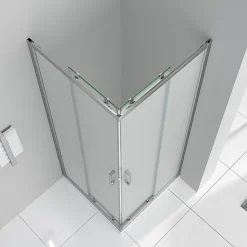 Cabine de douche LANA portes coulissantes H.180 cm verre 6 mm opaque 80 x 100 cm - Saniverre
