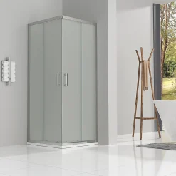 Cabine de douche LANA portes coulissantes H.180 cm verre 6 mm opaque 80 x 100 cm - Saniverre