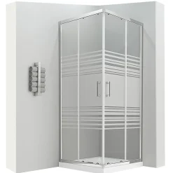 Cabine de douche LANA portes coulissantes H.180 cm verre 6 mm semi-opaque 80 x 80 cm - Saniverre