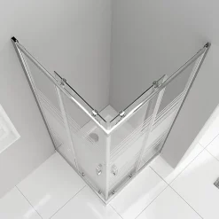 Cabine de douche LANA portes coulissantes H.180 cm verre 6 mm semi-opaque 80 x 80 cm - Saniverre