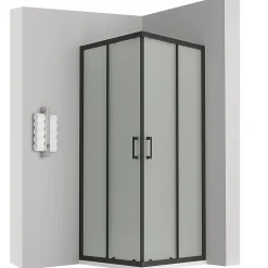 Cabine de douche LANABLACK H.180 cm portes coulissantes verre 6 mm opaque 70 x 70 cm - Saniverre