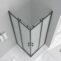 Cabine de douche LANABLACK H.180 cm portes coulissantes verre 6 mm opaque 70 x 70 cm - Saniverre