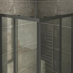 Cabine de douche LANABLACK H.180 cm portes coulissantes verre 6 mm transparent 90 x 90 cm - Saniverre