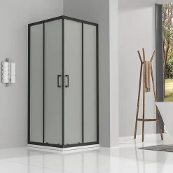 Cabine de douche LANABLACK H.185 cm portes coulissantes verre 6 mm opaque 80 x 80 cm - Saniverre