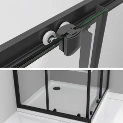 Cabine de douche LANABLACK H.180 cm portes coulissantes verre 6 mm semi-opaque 80 x 80 cm - Saniverre