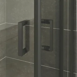 Cabine de douche LANABLACK H.180 cm portes coulissantes verre 6 mm transparent 70 x 90 cm - Saniverre