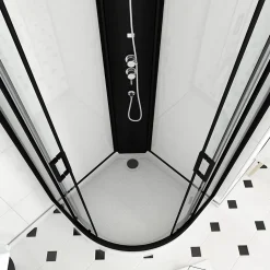 Cabine de douche LIFT UP BLACK 1/4 de cercle 85x85x235cm