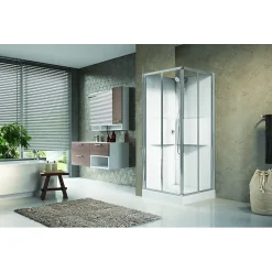 Cabine de douche Média 2.0 - Carrée accès d'angle - Portes coulissantes