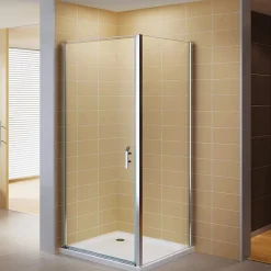 Cabine de douche NIKY H.195 cm porte pivotante verre 8 mm transparent 90 x 90 cm - Saniverre