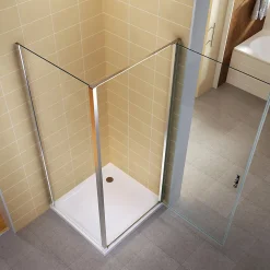 Cabine de douche NIKY H.195 cm porte pivotante verre 8 mm transparent 90 x 90 cm - Saniverre