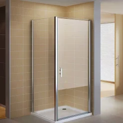 Cabine de douche NIKY H.195 cm porte pivotante verre 8 mm transparent 90 x 90 cm - Saniverre