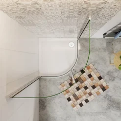 Cabine de Douche Quart de Cercle 80x80x195 cm -Portes Pivotantes 180 degrés- Verre Sécurisé 6 mm