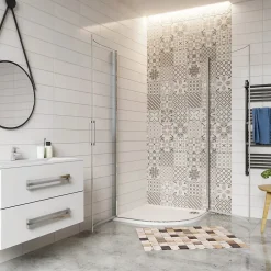 Cabine de Douche Quart de Cercle 80x80x195 cm -Portes Pivotantes 180 degrés- Verre Sécurisé 6 mm