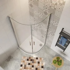 Cabine de Douche Quart de Cercle 90x90x195 cm -Portes Pivotantes 180 degrés-Verre Sécurisé 6 mm