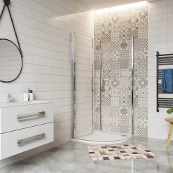 Cabine de Douche Quart de Cercle 90x90x195 cm -Portes Pivotantes 180 degrés-Verre Sécurisé 6 mm