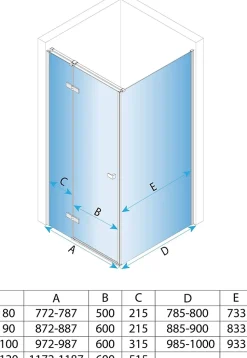 Cabine De Douche Rea Atlas Chrome 90X90 Left