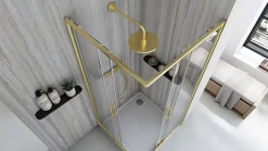 Cabine de douche REA City Brushed Gold 80x100