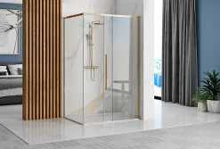 Cabine De Douche Rea Solar 80X100 Gold + Receveur De Douche Savoy White
