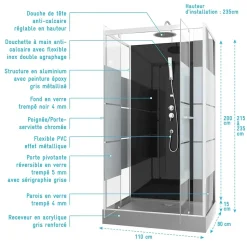 Cabine de douche rectangle 110x80x225cm - SCRATCHY 110