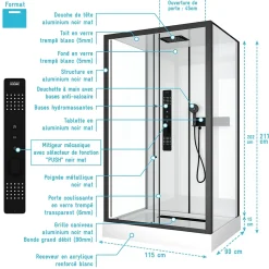 Cabine de douche RECTANGLE - 90x115x217 cm - FACTORY 2 RECTANGLE