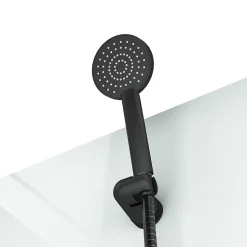 Cabine de douche rectangulaire 110x80x197 cm - Porte coulissante - Fonds Blancs & Profilés Noir Mat