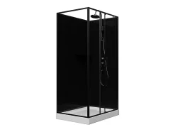 Cabine de douche rectangulaire - Installation réversible - Noir - L110 x l80 x H225 cm - ZODANI