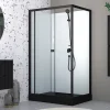 Cabine de douche rectangulaire 110x80x197 cm - Porte coulissante - Receveur Noir Mat