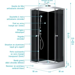 cabine de douche ROUND SHADOW CORNER 90x90x230cm