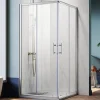 Cabine de Douche SIRHONA 90x90x185cm Porte Coulissante Double + Entrée d'angle + Verre trempé 6 mm + Argent Brillant
