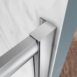 Cabine de Douche SIRHONA 90x90x185cm Porte Coulissante Double + Entrée d'angle + Verre trempé 6 mm + Argent Brillant