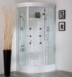 Cabine De Douche 90X90 Avec Hydromassage Et Bain De Vapeur Semi-Circulaire - Vesuvio