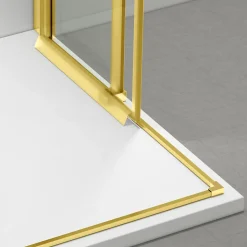 Cabine de douche 80x100 cm coulissante en 6mm verre trempé anticalcaire, profils dorés