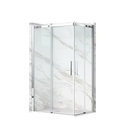 Cabine de douche 80x100 cm coulissante en 6mm verre trempé anticalcaire, profils chromés