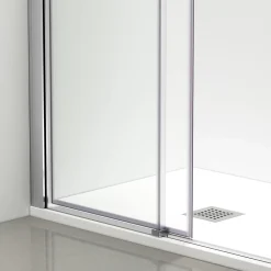 Cabine de douche 80x100 cm coulissante en 6mm verre trempé anticalcaire, profils chromés