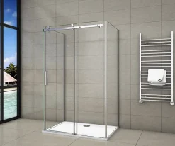 Cabine de douche 120x80x195 cm - verre 8 mm anticalcaire - porte coulissante - sans receveur