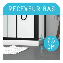 Cabine de douche 115x90x210 cm avec receveur + bonde 90mm + Grille linéaire - FACTORY 2