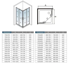 Cabine de douche 80x80x185cm accès d'angle - Chromée , porte de douche coulissante, en 6mm verre anticalcaire,Modern