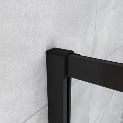 Cabine de douche 80x80x200cm accès d'angle - Noir Mat , noire porte de douche coulissante, en 6mm verre anticalcaire,
