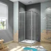Cabine de douche 90x90x185cm accès d'angle - Chromée , porte de douche coulissante, en 6mm verre anticalcaire
