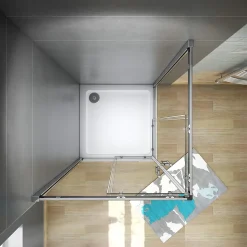 Cabine de douche 90x90x185cm accès d'angle - Chromée , porte de douche coulissante, en 6mm verre anticalcaire